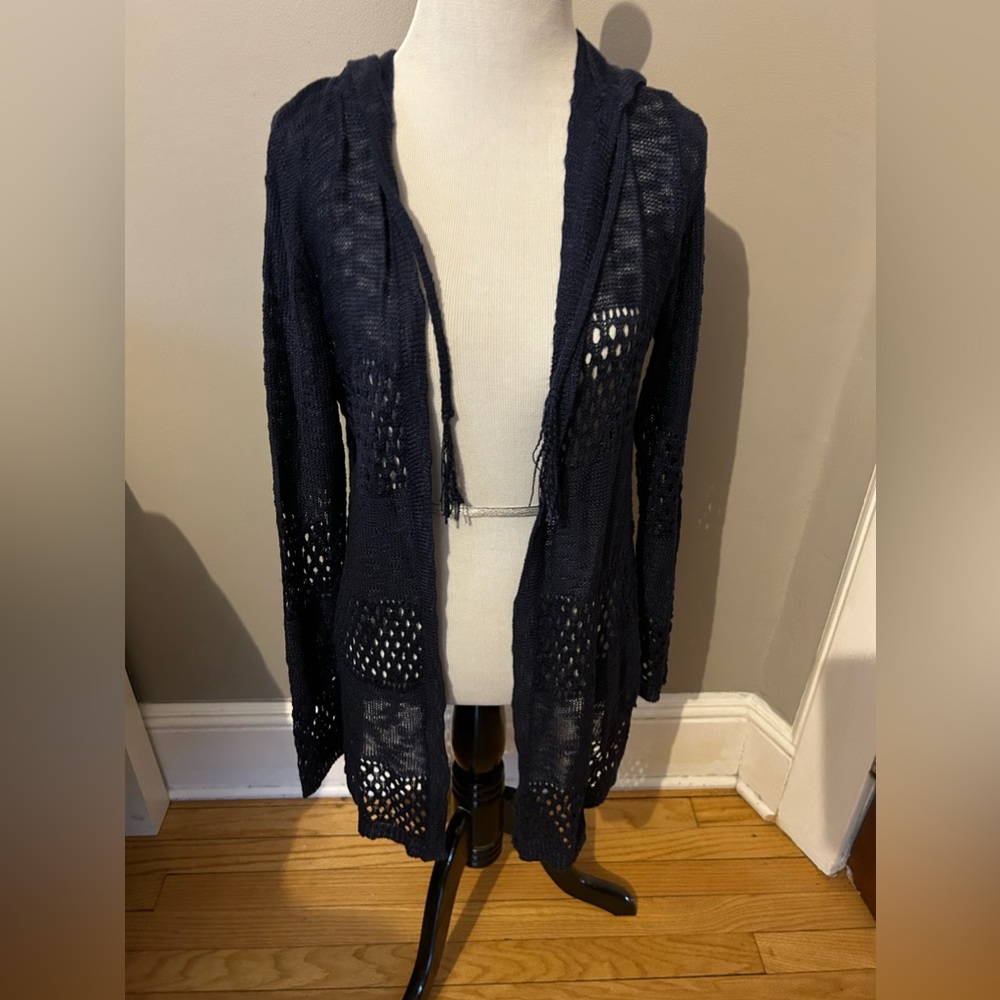 Love Ellie from Stitch Fix. Navy cardigan with hood. Medium.
